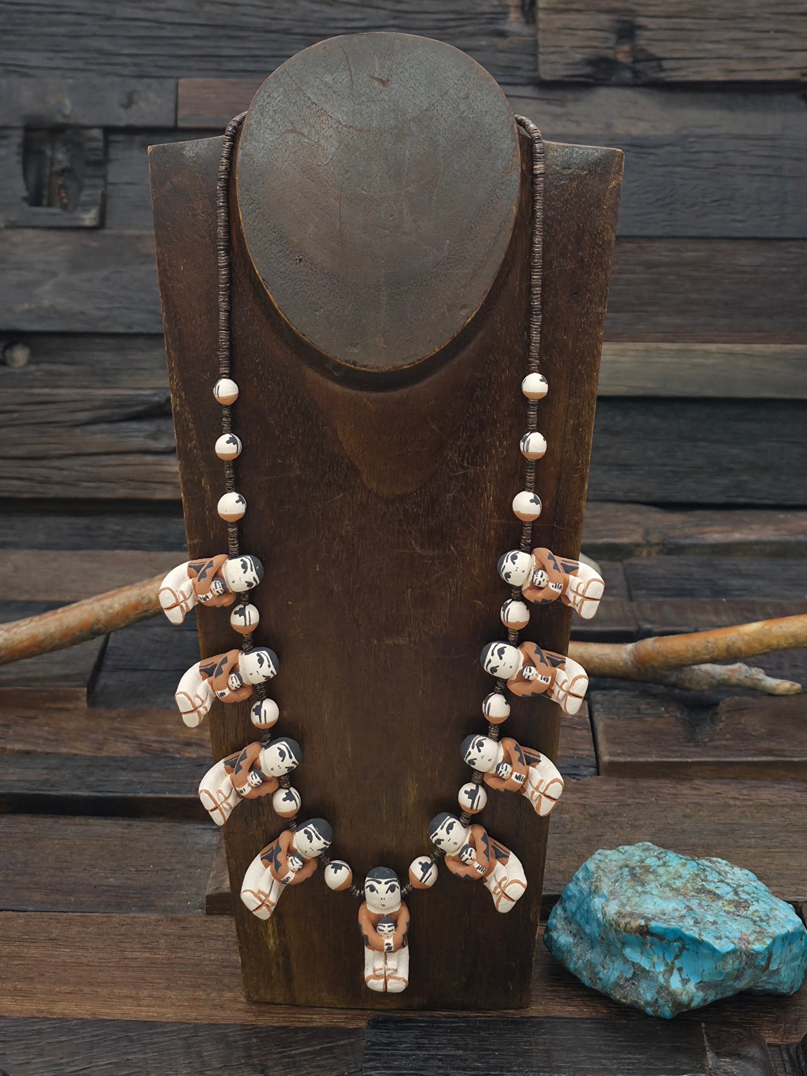 Seated Clay Storyteller Necklace by Angel Bailon - 22 in.