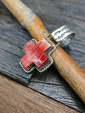 Sterling Silver Spiny Oyster Santa Fe Cross Pendant by L. Archuleta