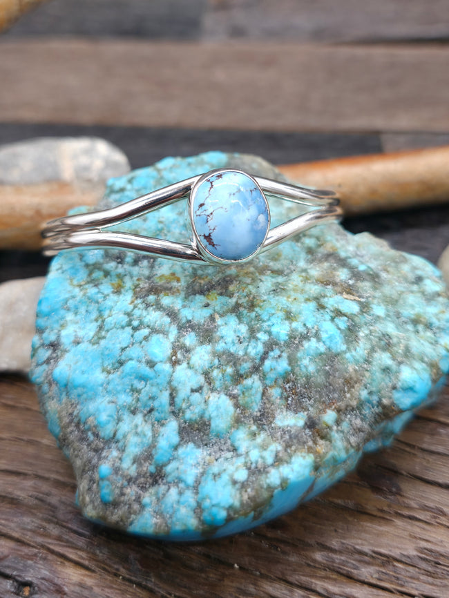 Golden Hill Turquoise Sterling Silver Cuff by "TB" - 6 1/2 in. with Gap