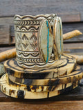 Wide Stamped Sterling Silver and Blue Gem Ribbon Turquoise Cuff by Delbert Delgarito