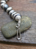 Stamped Sterling Silver Navajo Pearl Necklace by Dorinda Mariano - 24 in. 5/8 in. Bead