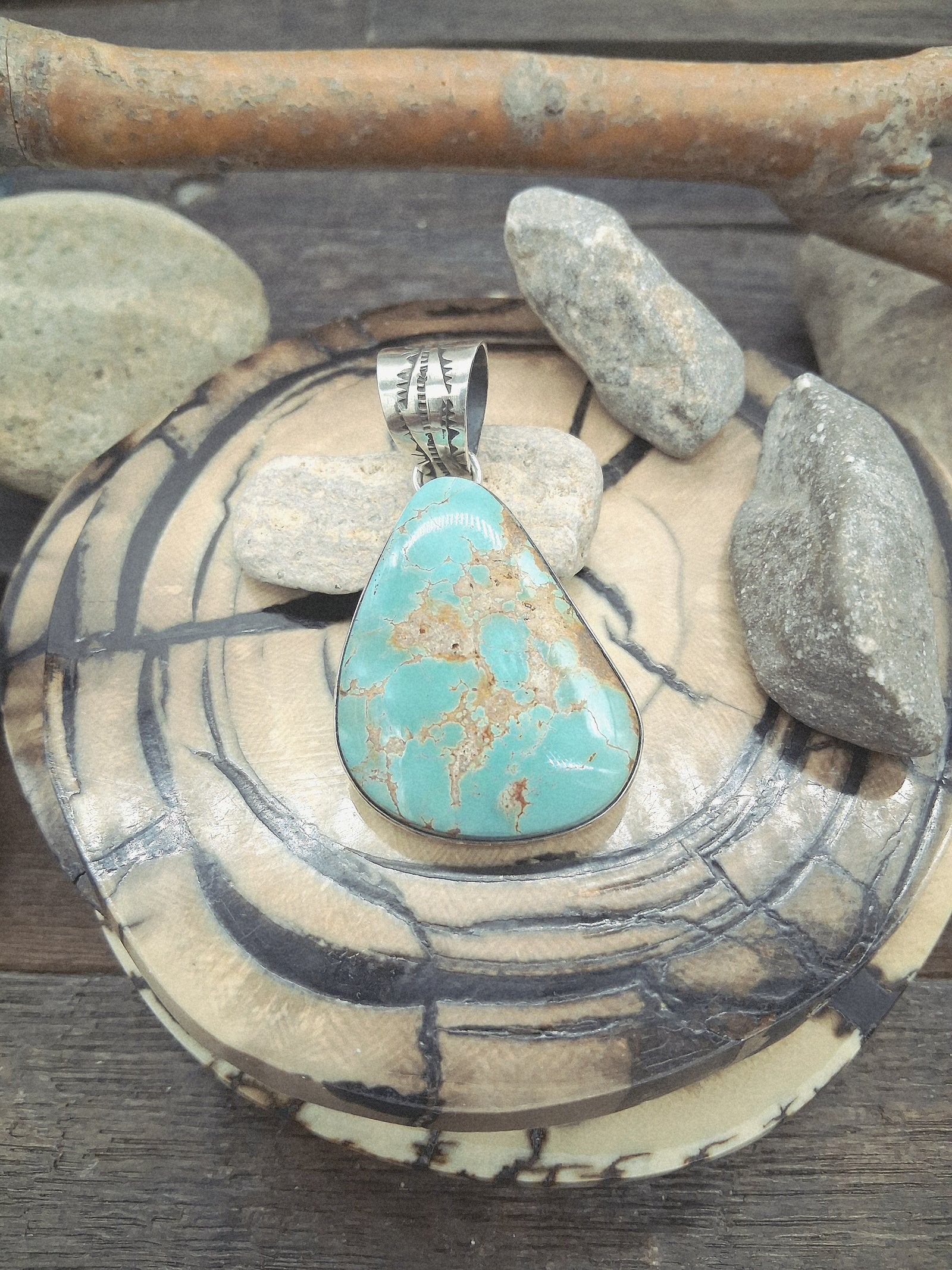 Sterling Silver Blue Gem Pendant by Rosella Paxton