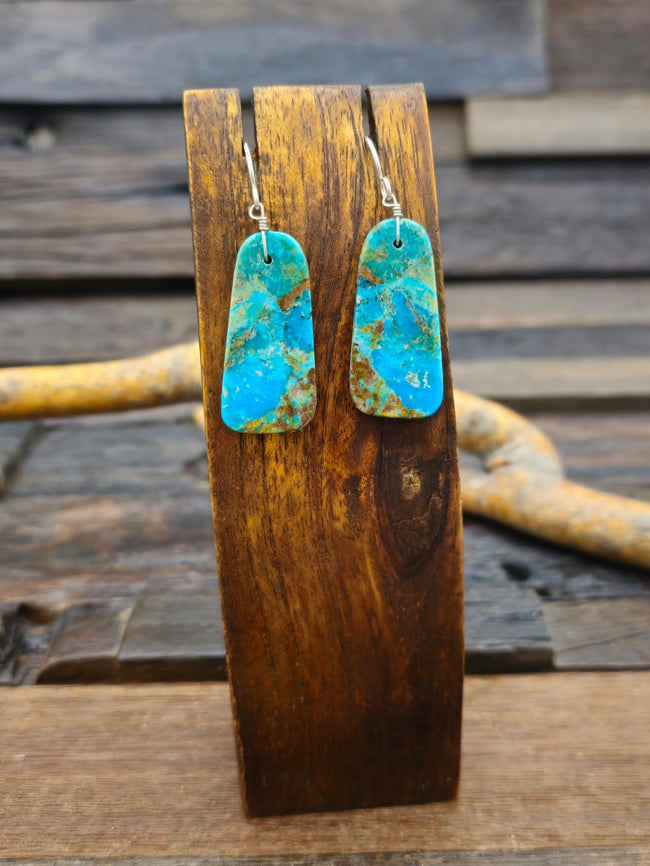 Turquoise Slab Earrings by Marcella Castillo