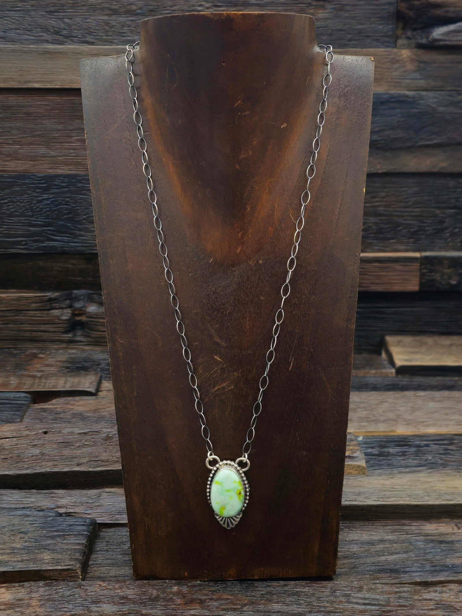 Palomino Turquoise Pendant Necklace on Oxidized Sterling Chain by Danny Henio 18 in.