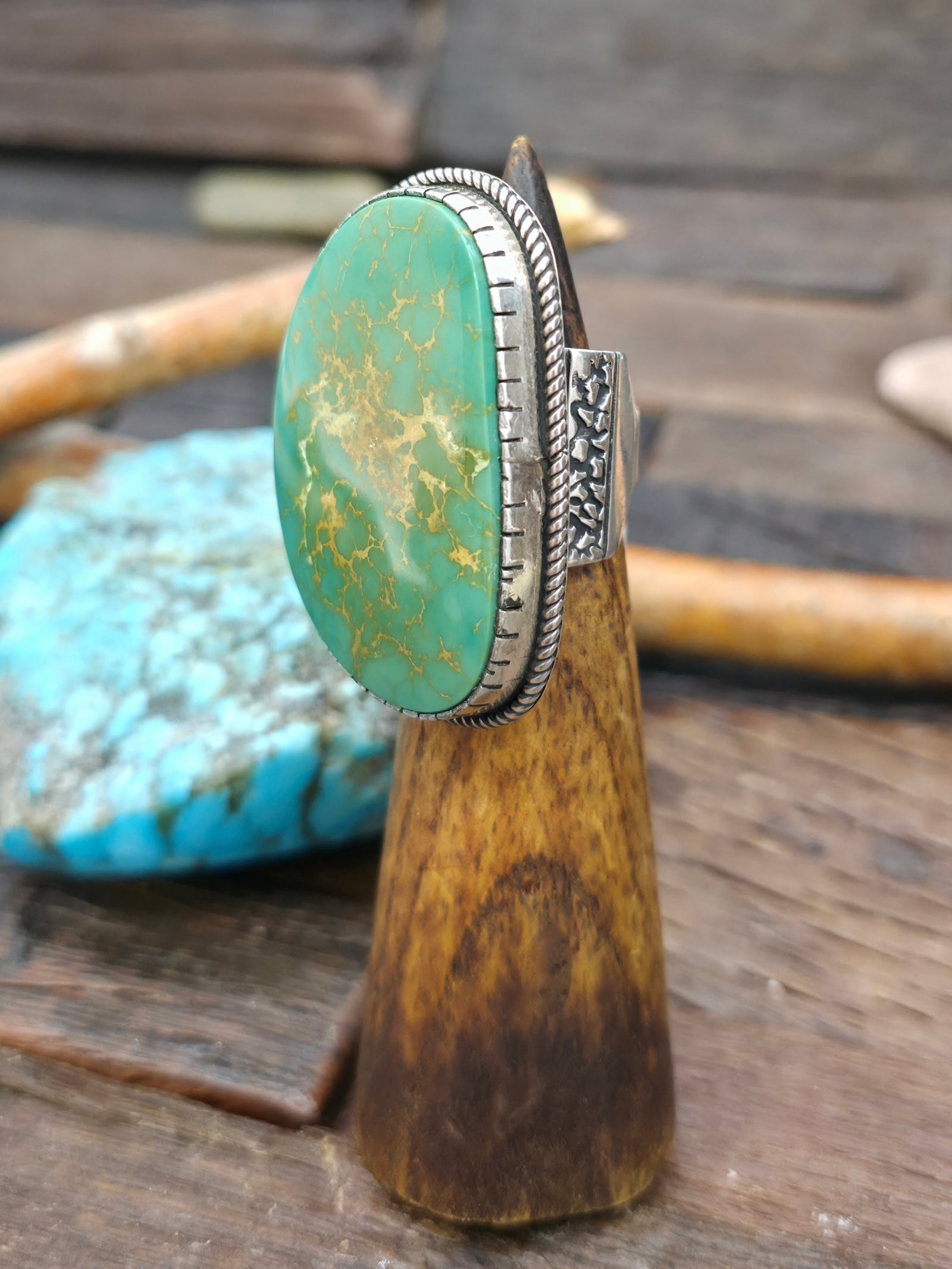 Sterling Silver Royston Turquoise Statement Ring by Albert Jake - Size 8