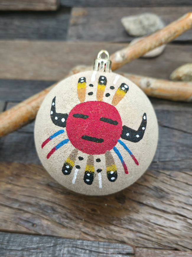 Large Sand Painting Christmas Ornament Bauble by Bingo Smith - Mask Red