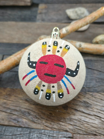 Large Sand Painting Christmas Ornament Bauble by Bingo Smith - Mask Tan