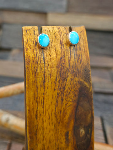 Sterling Silver Green Turquoise Inlay Half Hoop Earrings by Phil Chavez - 1 in. by 1/4 in.