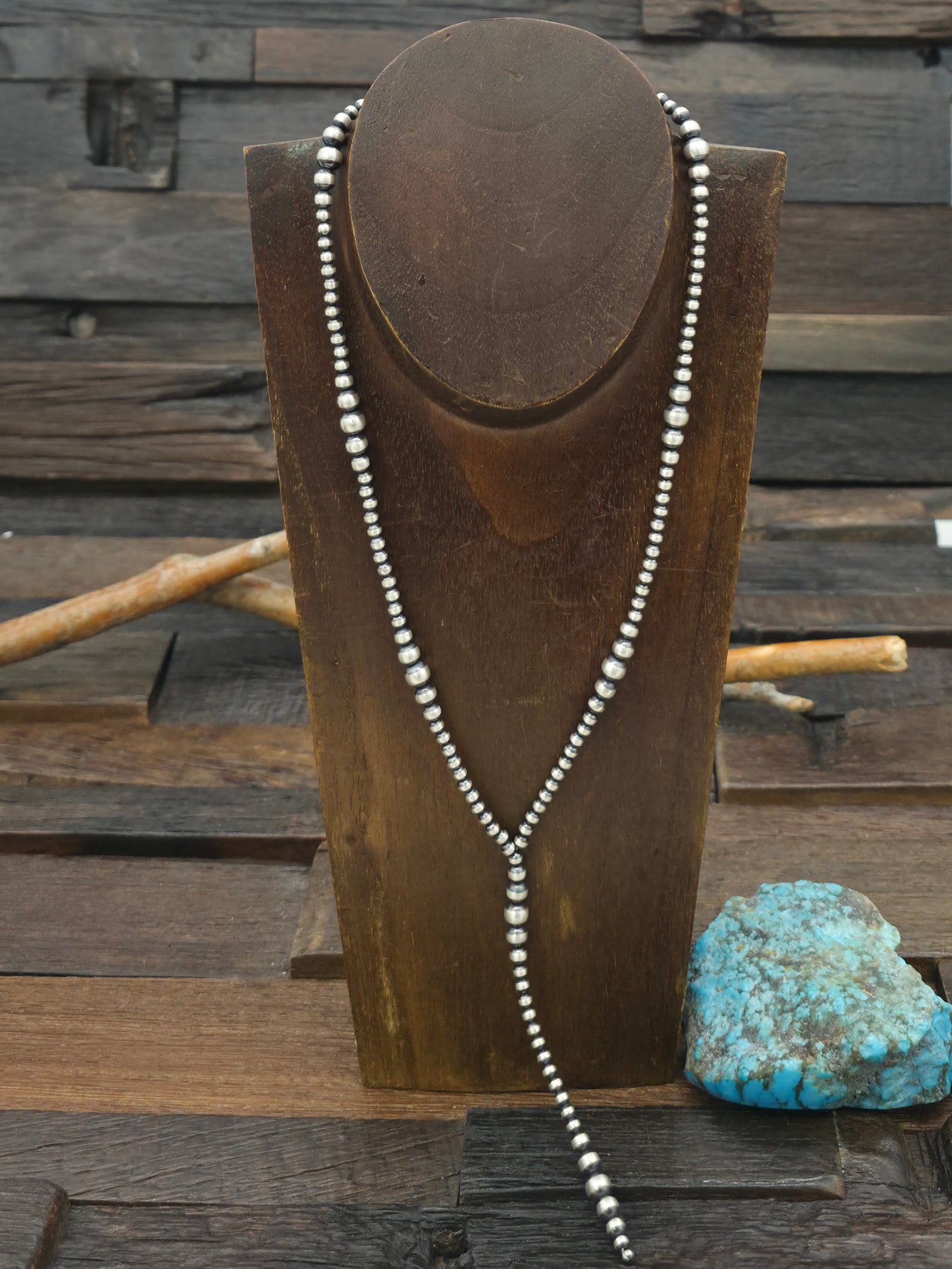 Oxidized Sterling Silver Mixed Bead Lariat Necklace - 16 in. plus 2 in. Extender