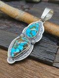 Sterling Silver Two-Stone Turquoise Pendant by Darrin Livingston