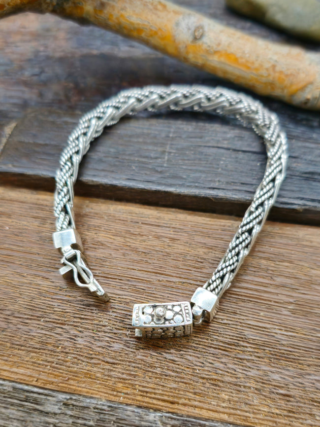 Italian-Made Sterling Silver Braided Chain Bracelet - 7 1/2 in.