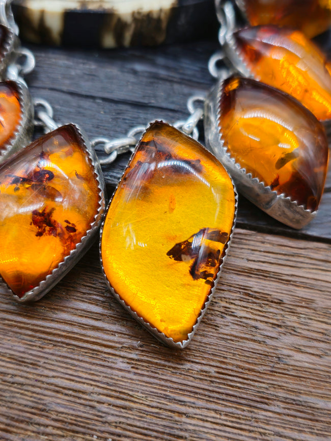 Amber Necklace and Earring Set - 20 in.