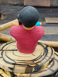 Taos Storyteller Figurine with Boy and Girl, made with Micaceous Clay by Aaron M. - 3 1/2