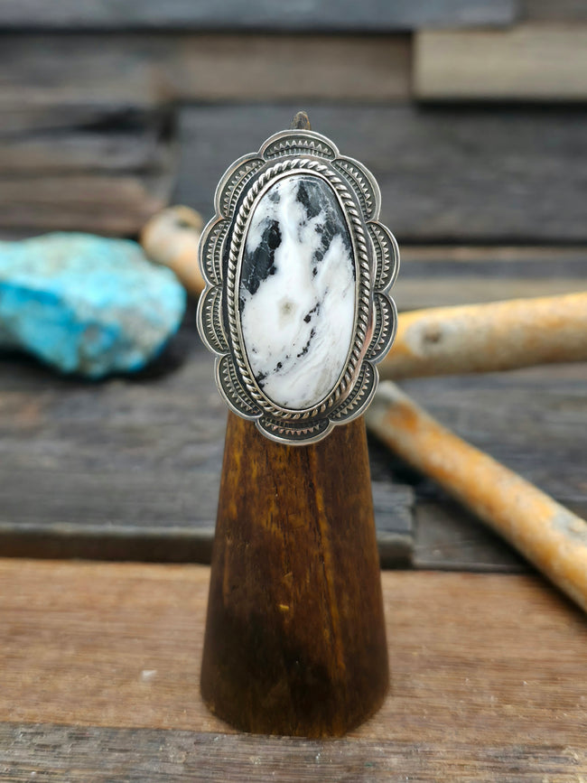 Sterling Silver White Buffalo Ring by Happy Piasso - Size 6 1/2