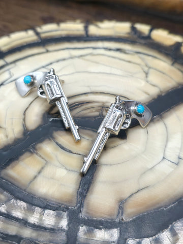 Blue and Green Turquoise Stone Bead Loop Earrings