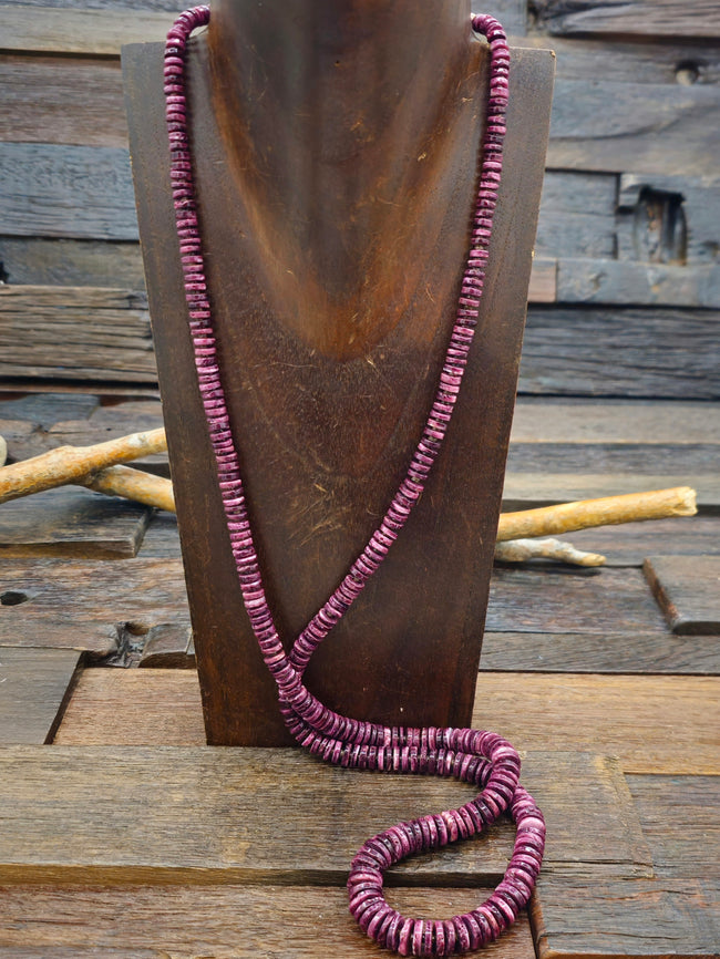 Extra Long Purple Spiny Oyster Necklace - 35 in.