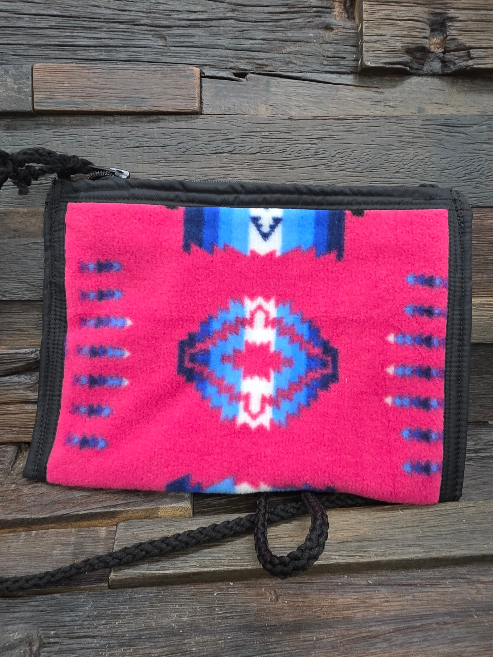 Handmade Blanket Crossbody Purse Pink Blue by Kathryn Bochinclonny
