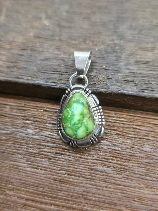 Sterling Silver Sonoran Turquoise Pendant by Nila Johnson - 1 1/4 in. by 5/8 in.
