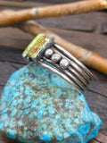 Three Stone Sonoran Turquoise Sterling Silver Cuff by J.H. - 6 1/2 in. with Gap