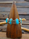 5 Stone Turquoise Link Bracelet by Rosella Paxton - 7 1/2 in.