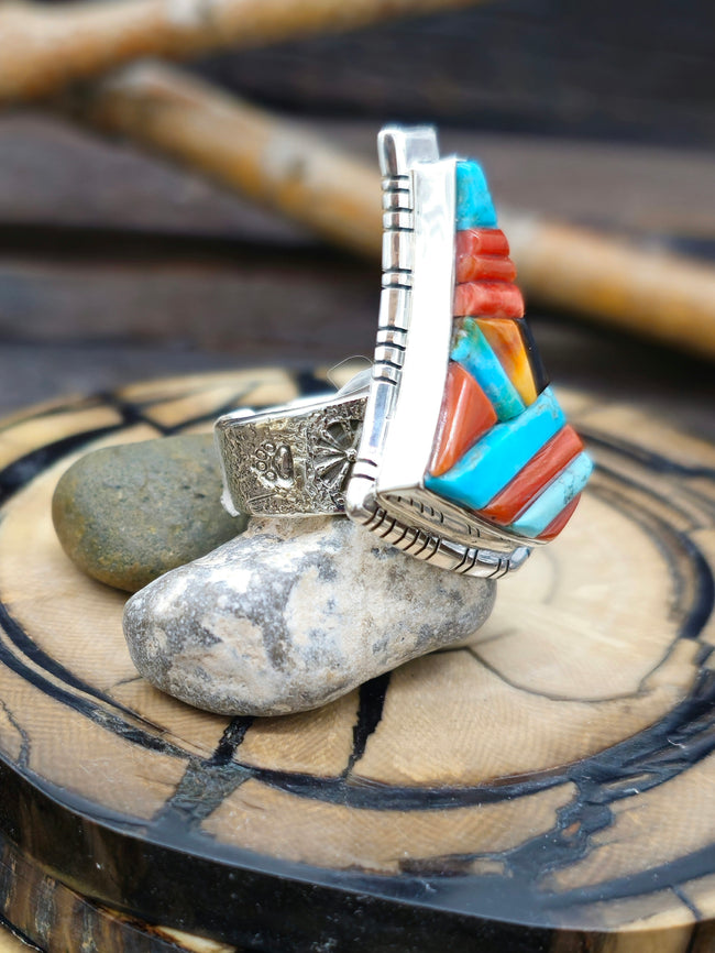 Adjustable Cobblestone Inlay Ring by David Tune