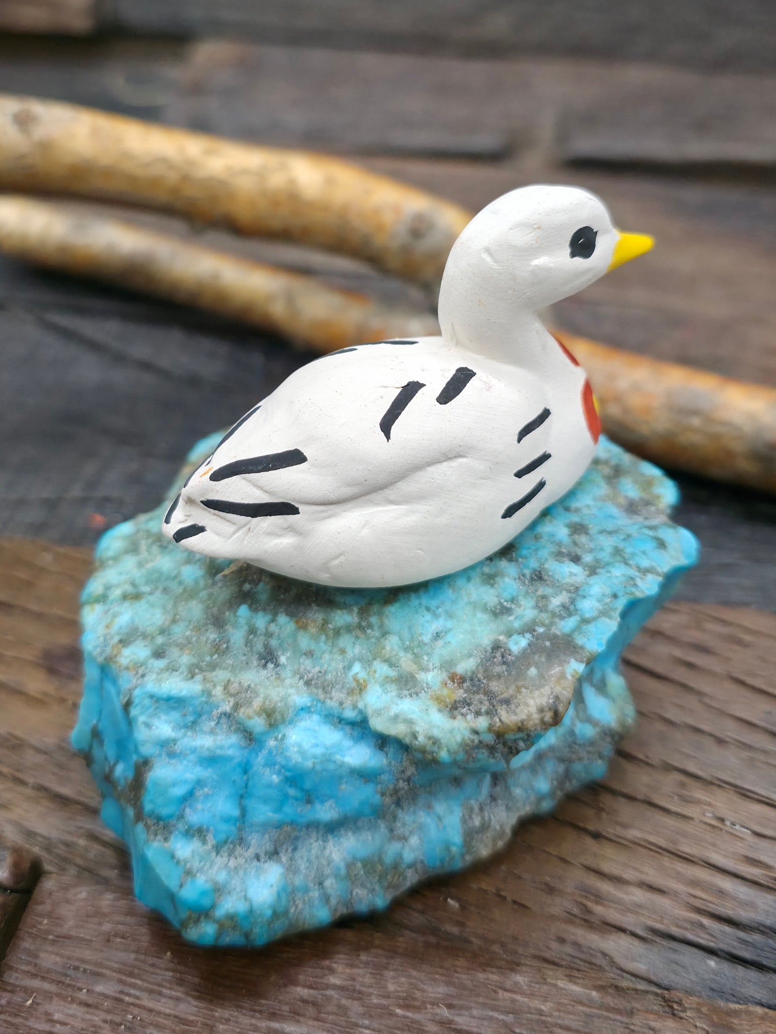 Mini Acoma Duck with Flower