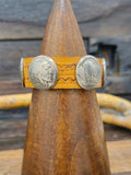 Buffalo and Chief Nickle Brown Leather Snap Bracelet 8 1/2 in.