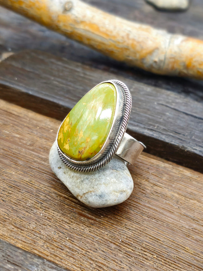 Leon Martinez Turquoise and Sterling Adjustable Ring