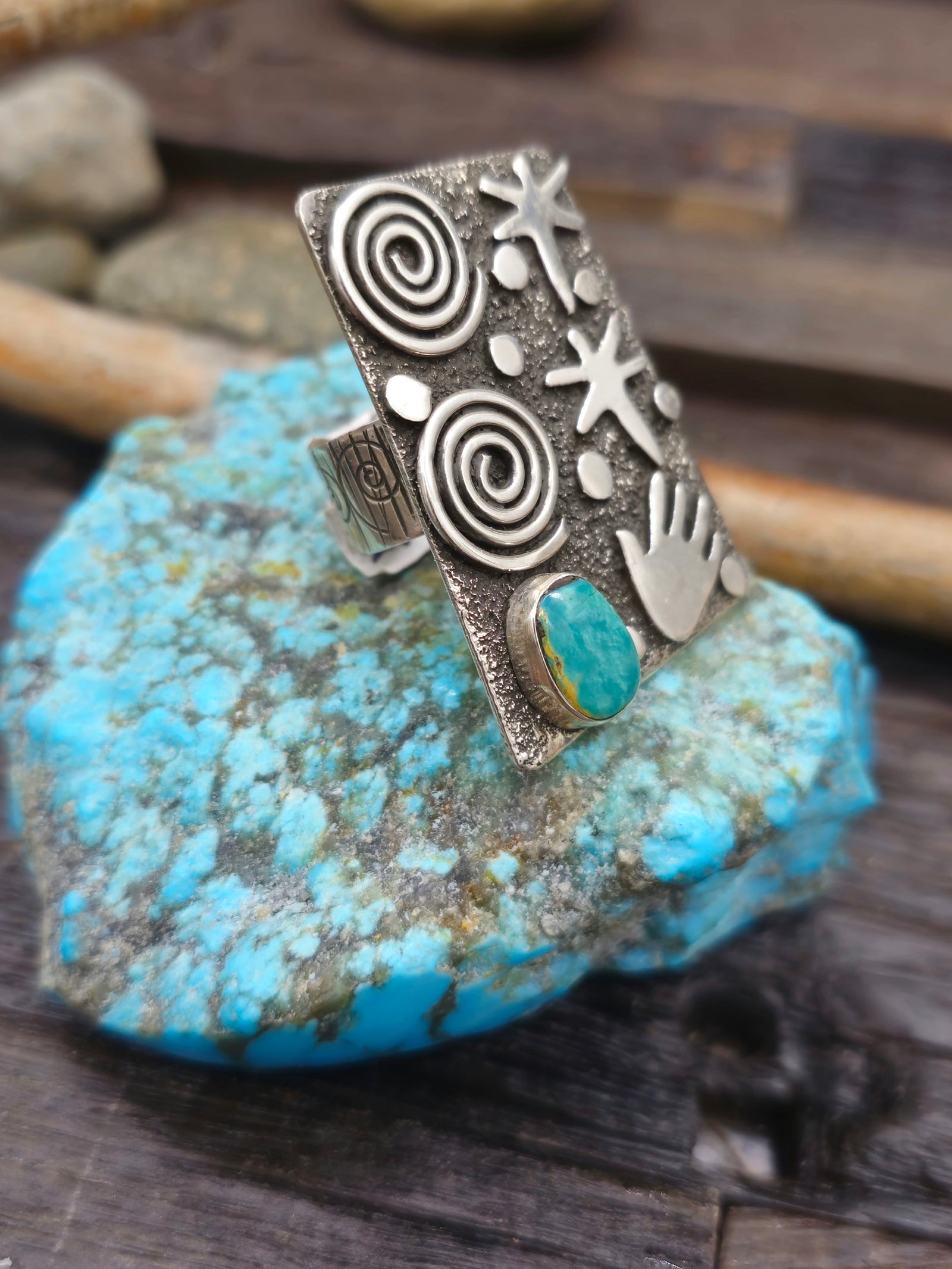 Alex Sanchez Sterling Silver & Turquoise Ring - Size 8