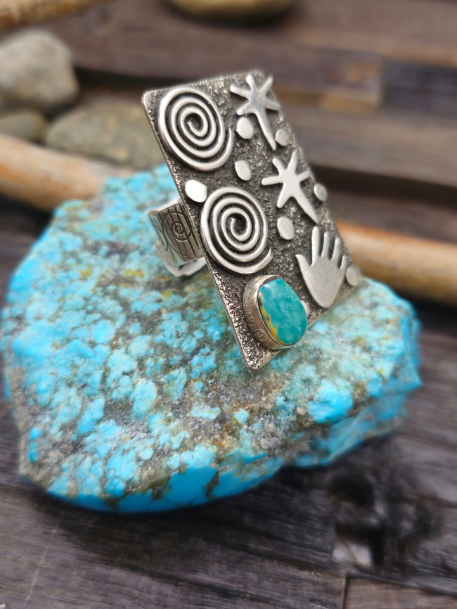Alex Sanchez Sterling Silver & Turquoise Ring - Size 8