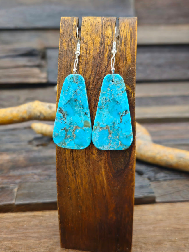 Blue Turquoise Slab Earrings by Robert Coriz