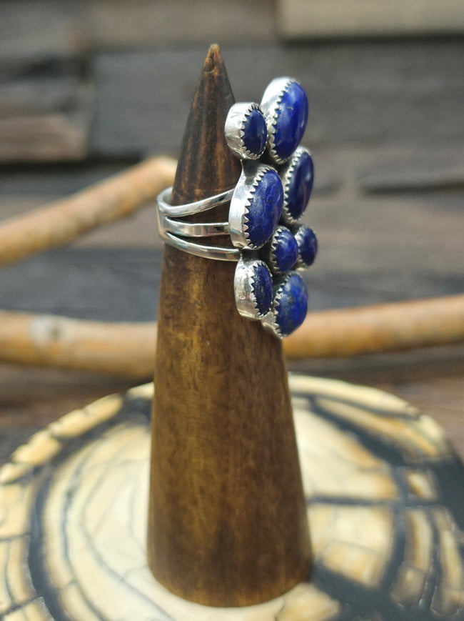 Sterling Silver Lapis Ring by Linda Yazzie - Size 6 1/2
