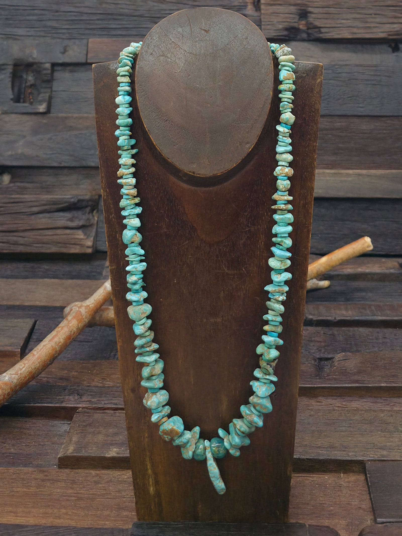 Stabilized #8 Turquoise Nugget Necklace by Fred Archuleta - 23 in.