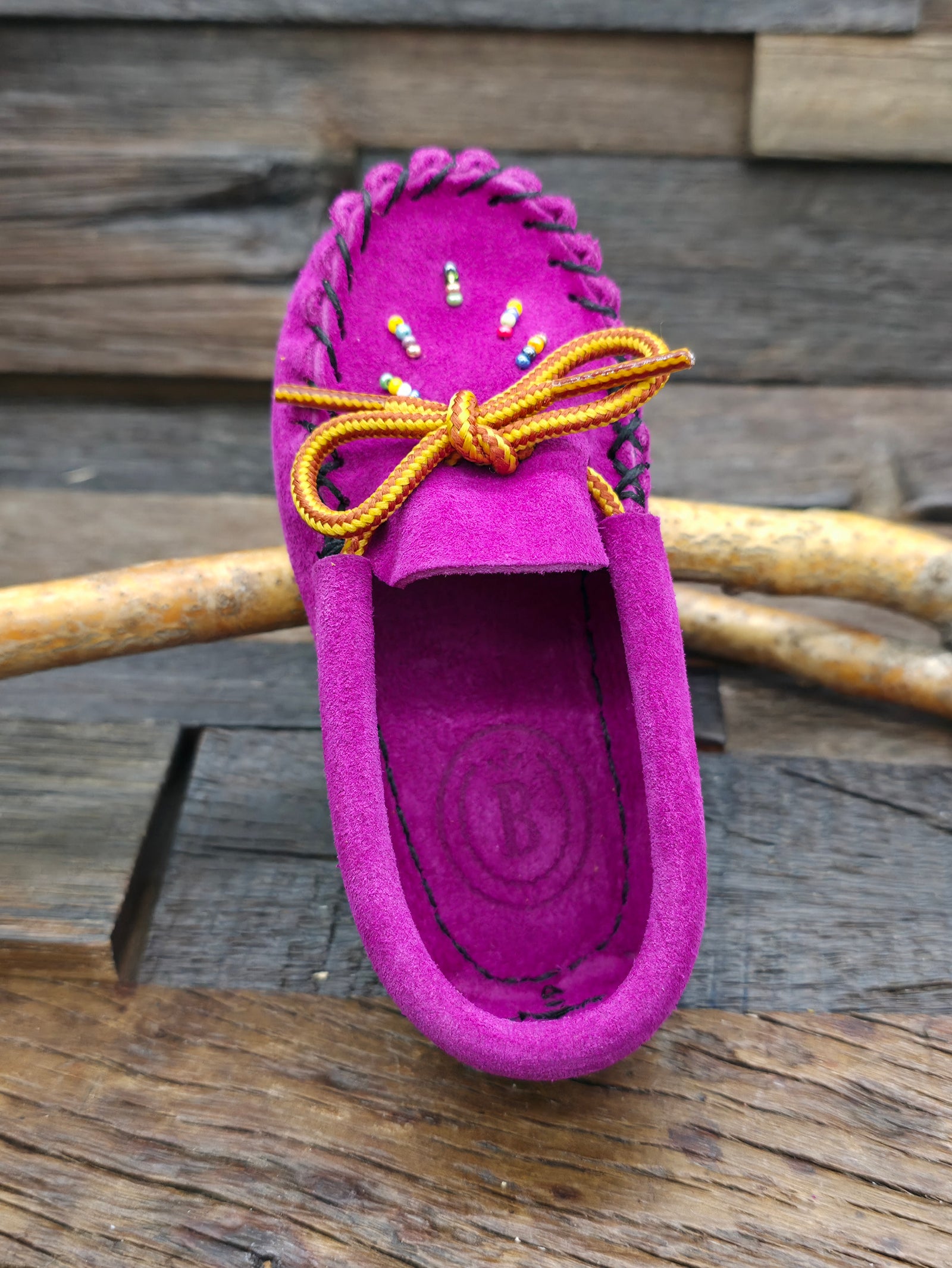 Bastien Infant Beaded Moccasins - Pink