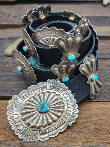 Oversize Sterling Silver Turquoise Hoop Earrings