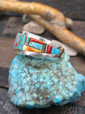 Multistone Sterling Silver Cobblestone Inlay Cuff by David Tune - 6 1/2 in. w/gap