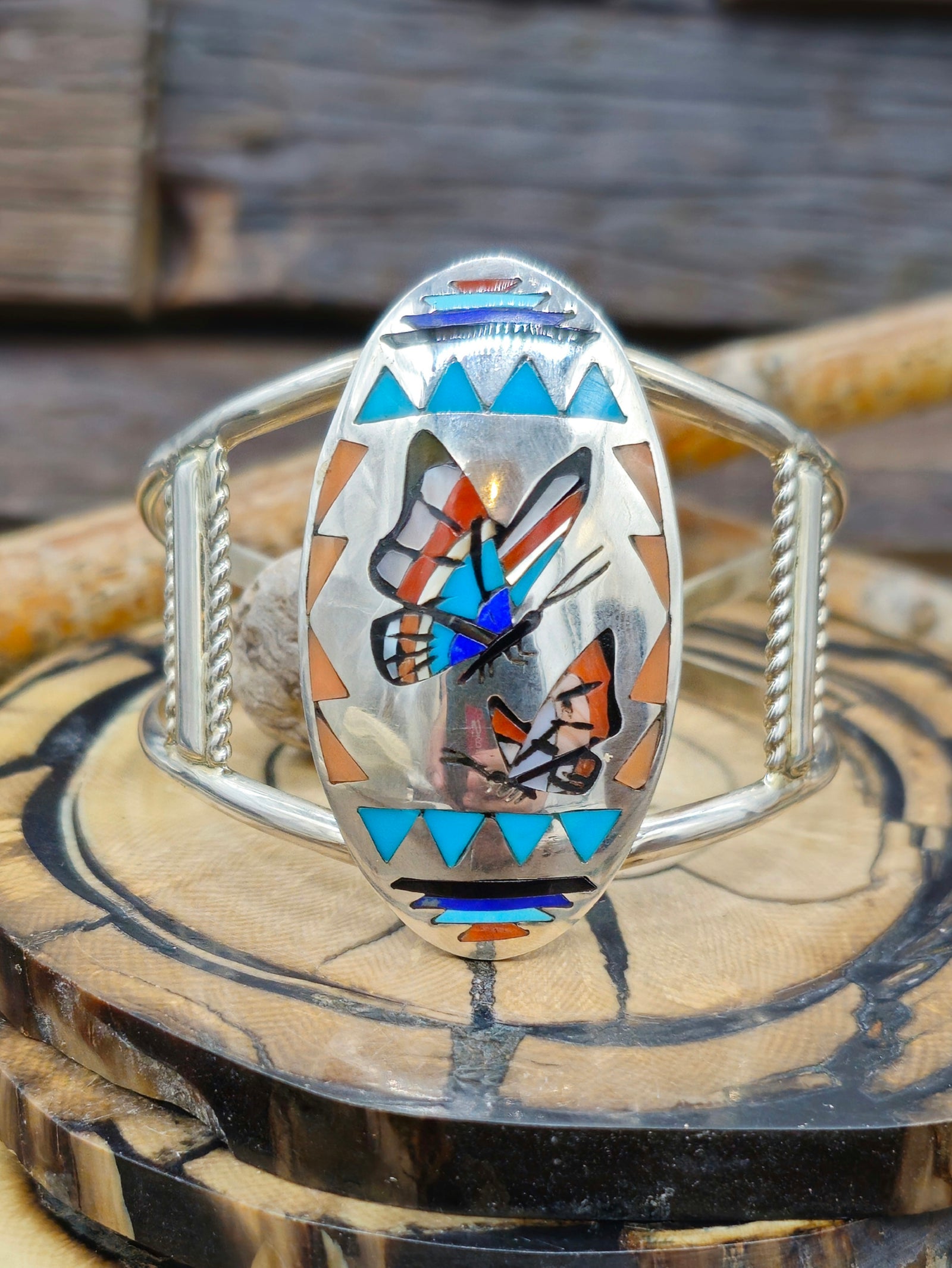 Butterfly Inlay Sterling Silver Cuff by Quinton Quam