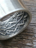 Sterling Silver Wide Band Ring with Interior Stamp Work by Sunshine Reeves - Size 7 1/2 - Designs Vary