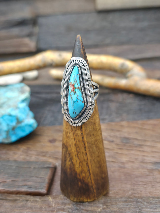 Sterling Silver Blue Gem Turquoise Ring by Walter Vandever - Size 7 1/2