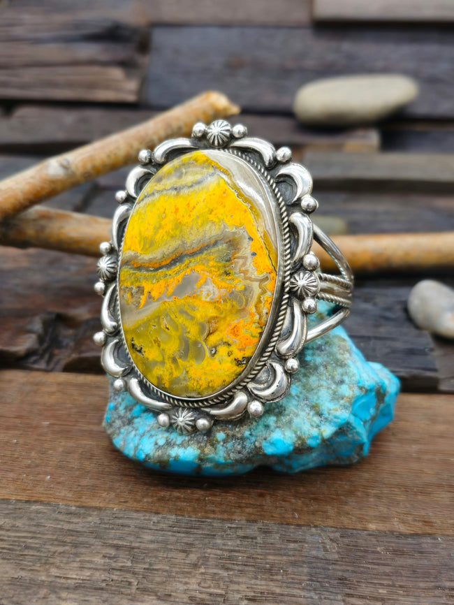 Sterling Silver Bumblebee Jasper Cuff by Richard Jim - 6 3/4 in.