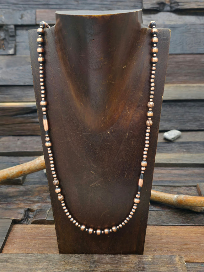 Mixed Bead Copper Necklace - 30 in.