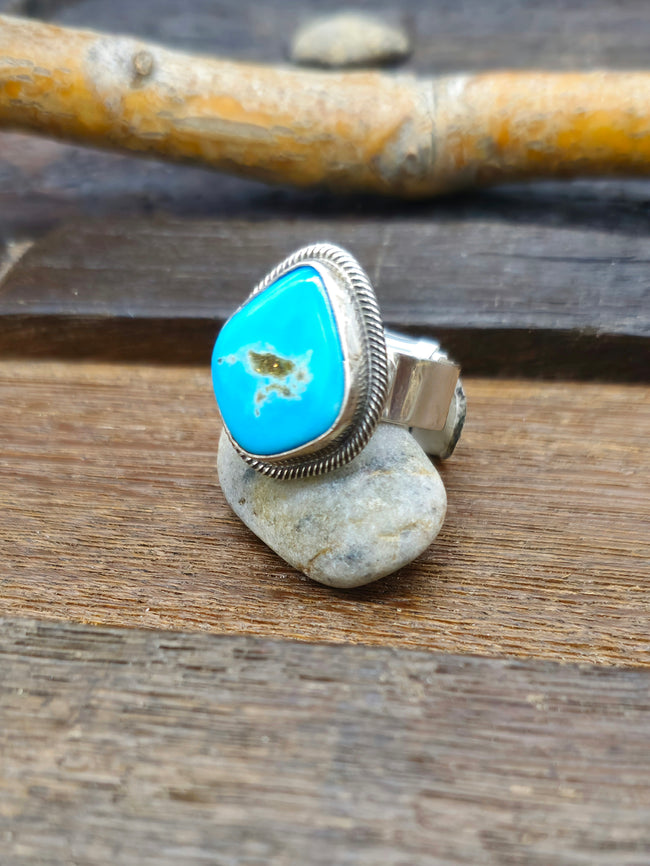 Leon Martinez Turquoise and Sterling Adjustable Ring