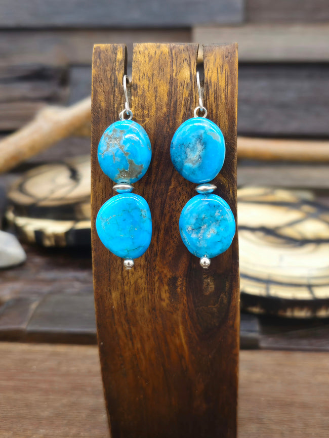 Short Turquoise Nugget Earrings by Fred Archuleta