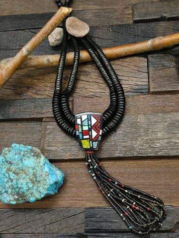 Stamped Sterling Silver Sonoran Turquoise Butterfly Necklace by Bobby Johnson - 18 in.