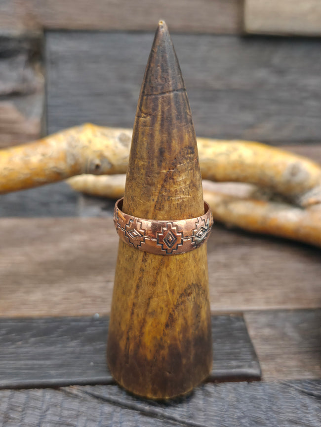 Stamped Copper Ring by Elaine Tahe - Size 13 1/2 - Designs Vary