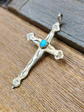 Vintage/Estate Sterling Silver Turquoise Cross Pendant