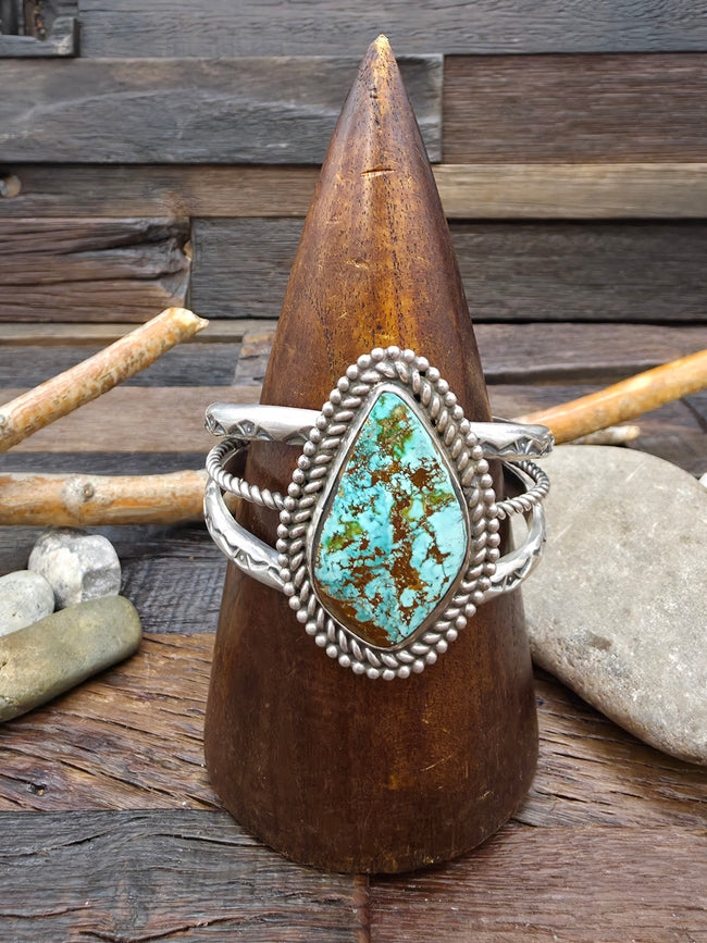 Royston Turquoise Sterling Silver Cuff Bracelet by Jacob Troncosa - 7 in. with Gap