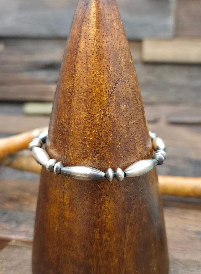 Mixed Sterling Silver Bead Bracelet by Reva Goodluck - Small 7 1/2 in.