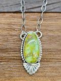 Palomino Turquoise Pendant Necklace on Oxidized Sterling Chain by Danny Henio 18 in.