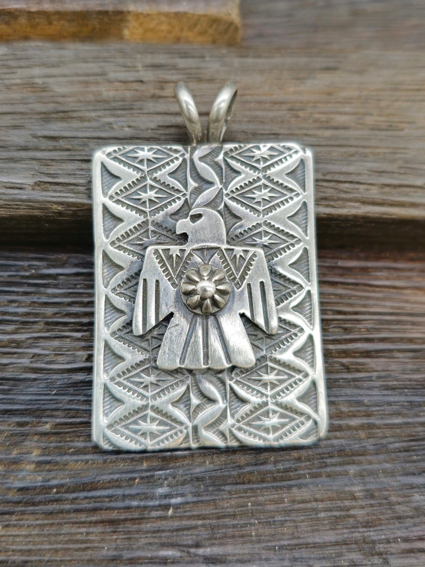 Oxidized Sterling Silver Thunderbird Pendant